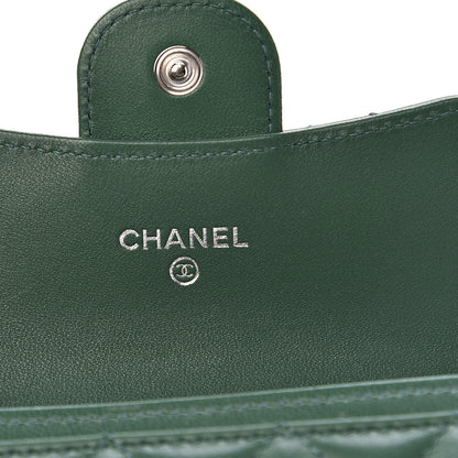 Chanel Lambskin Quilted Flap Card Holder Wallet Green 6 of 9