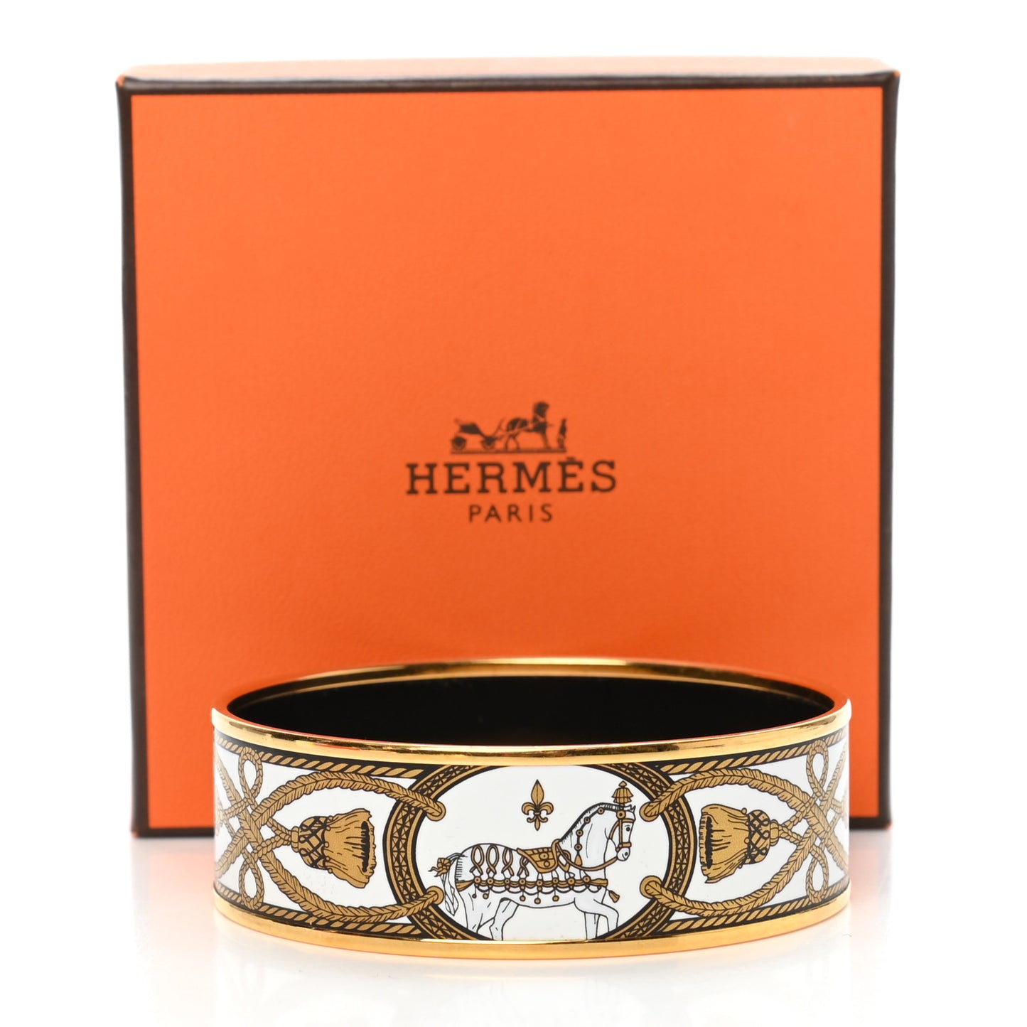 Enamel Printed Wide Grand Apparat Bracelet 70 White