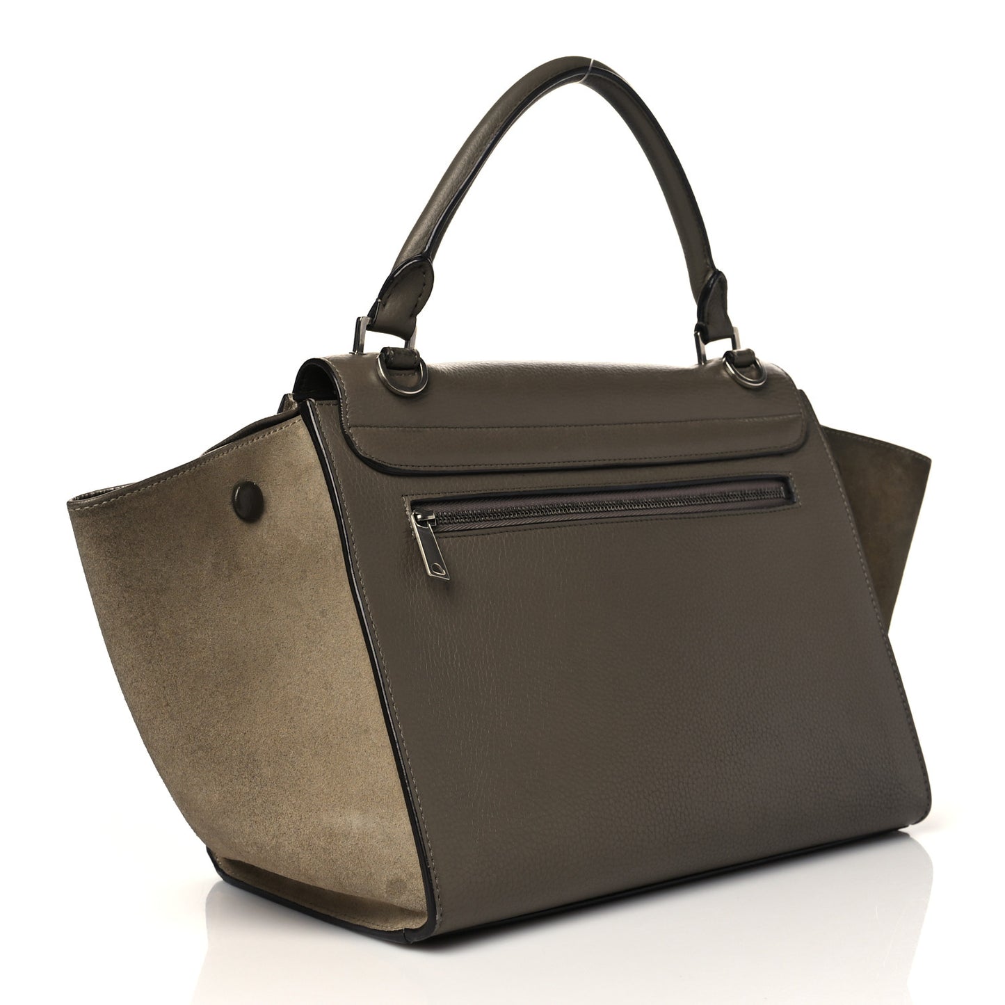 Drummed Calfskin Suede Small Trapeze Souris