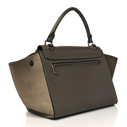 Celine Drummed Calfskin Suede Small Trapeze Souris 2 of 10