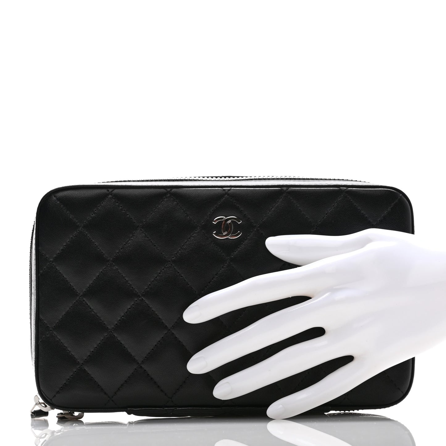 Lambskin Quilted Jewelry Case Black
