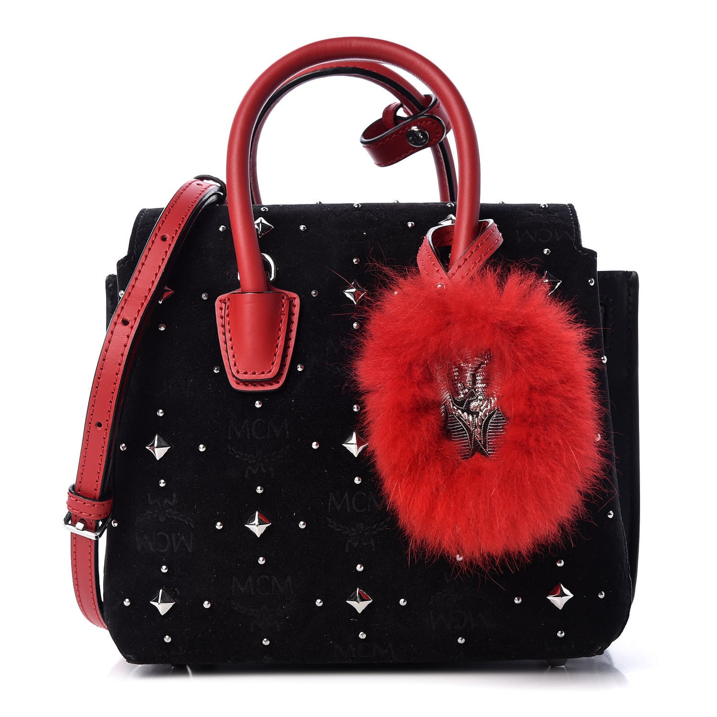 Velvet Studded Mini Insignia Milla Tote Black