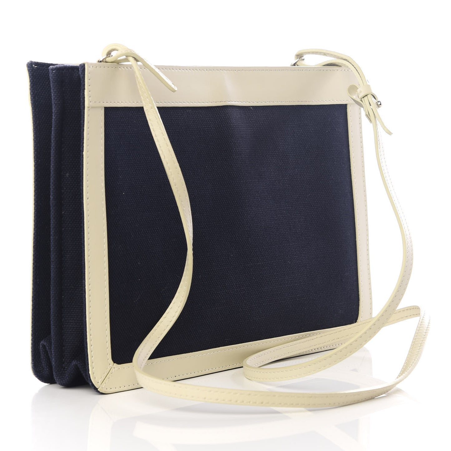 Cotton Canvas Pochette Crossbody Bag Black White