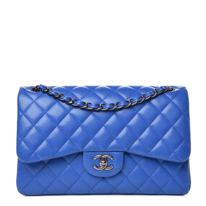 Chanel Caviar Quilted Jumbo Double Flap Blue 1 of 9