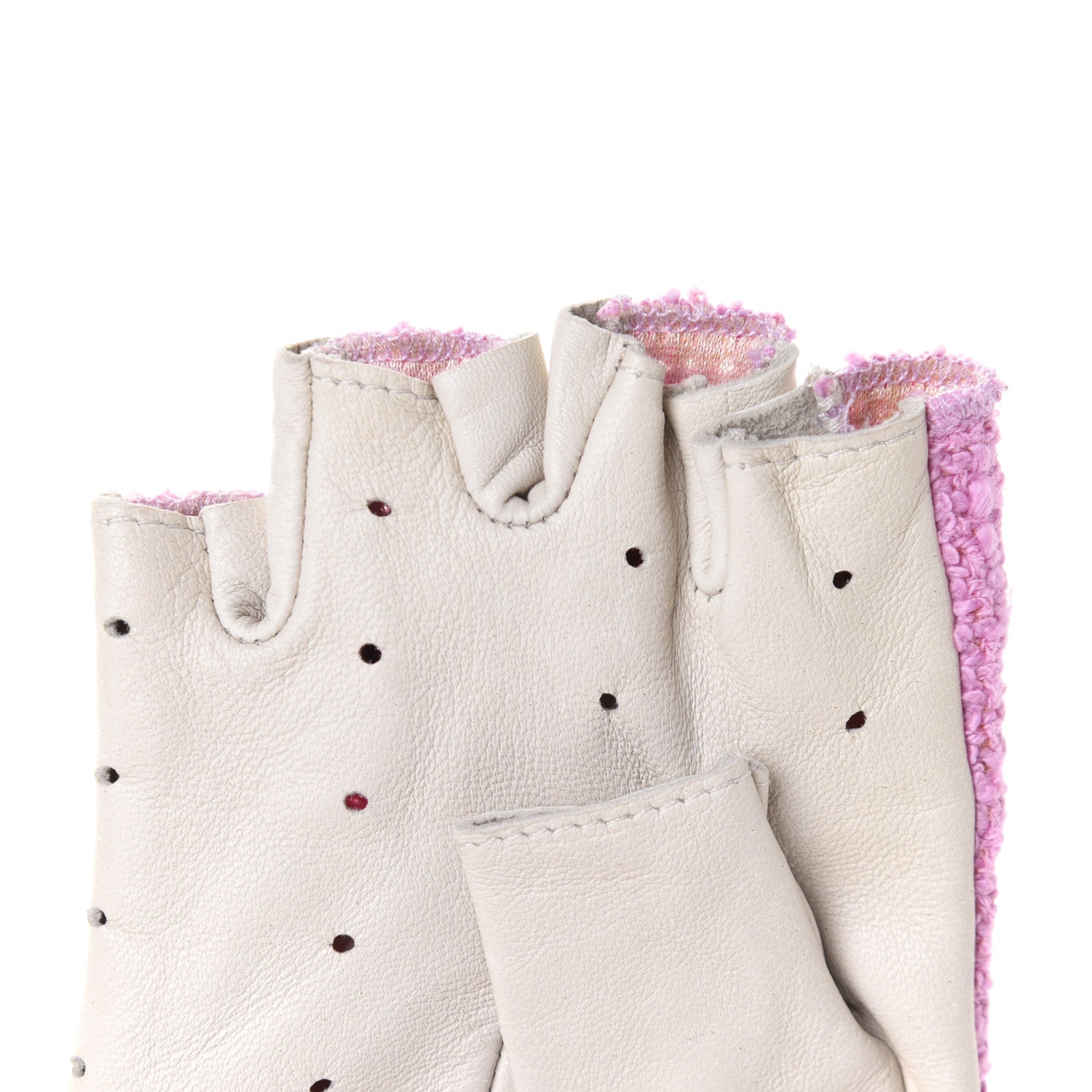Chanel Tweed CC Fingerless Gloves 6.5 Purple 11 of 12