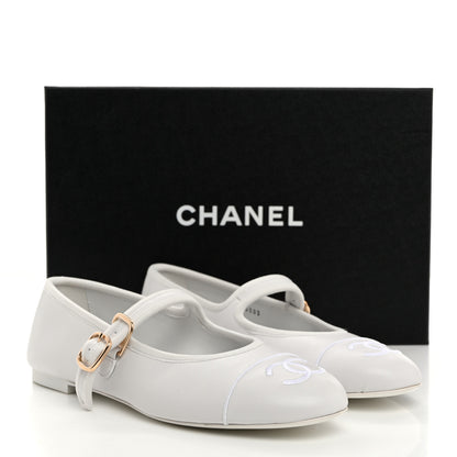 Chanel Lambskin Mary Jane Flats 38.5 White 9 of 9