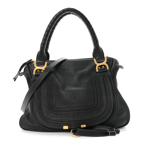 Calfskin Medium Marcie Satchel Black