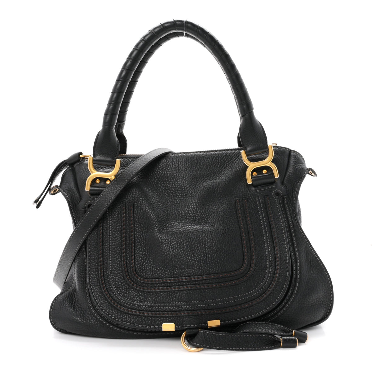 Calfskin Medium Marcie Satchel Black