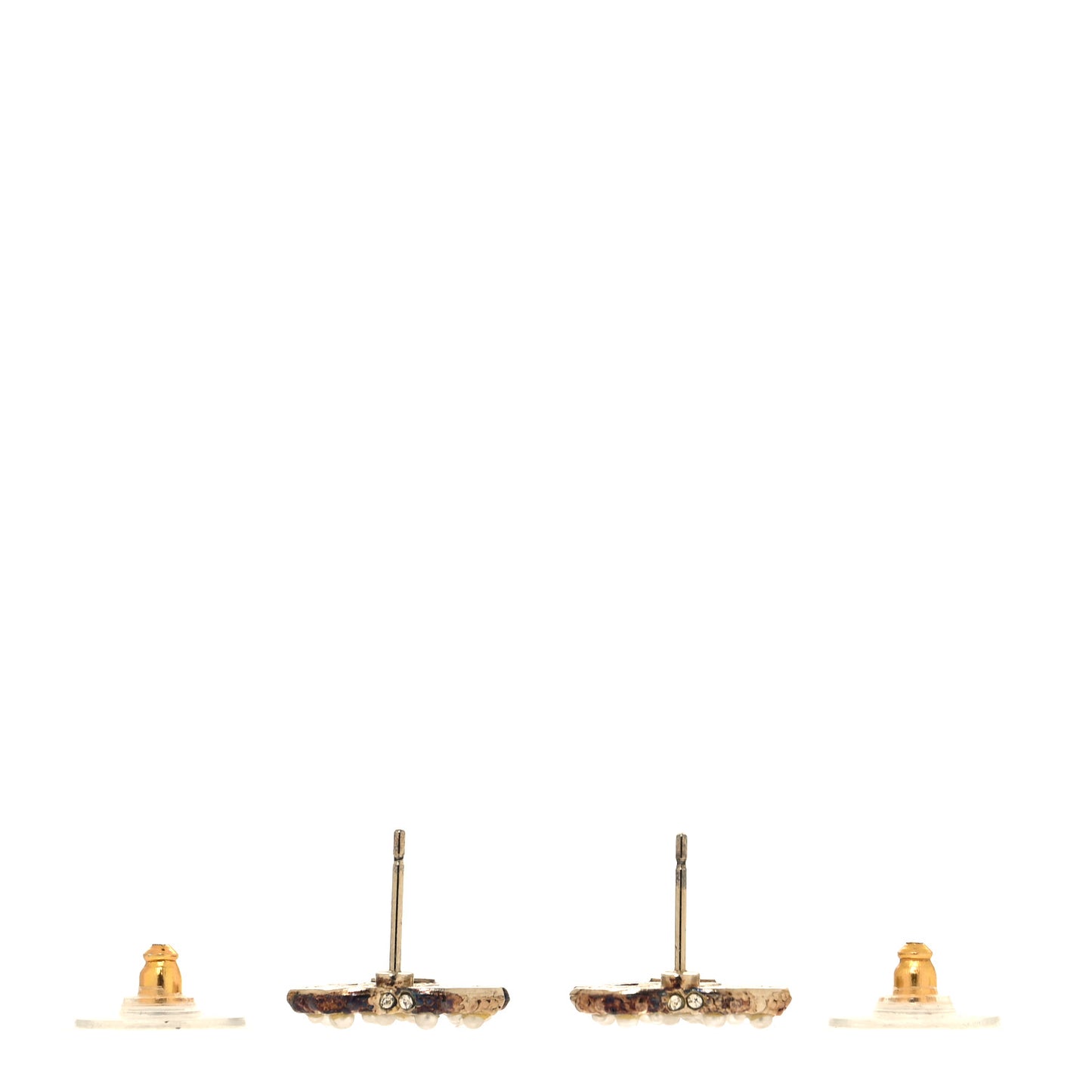 Pearl Crystal CC Earrings Light Gold