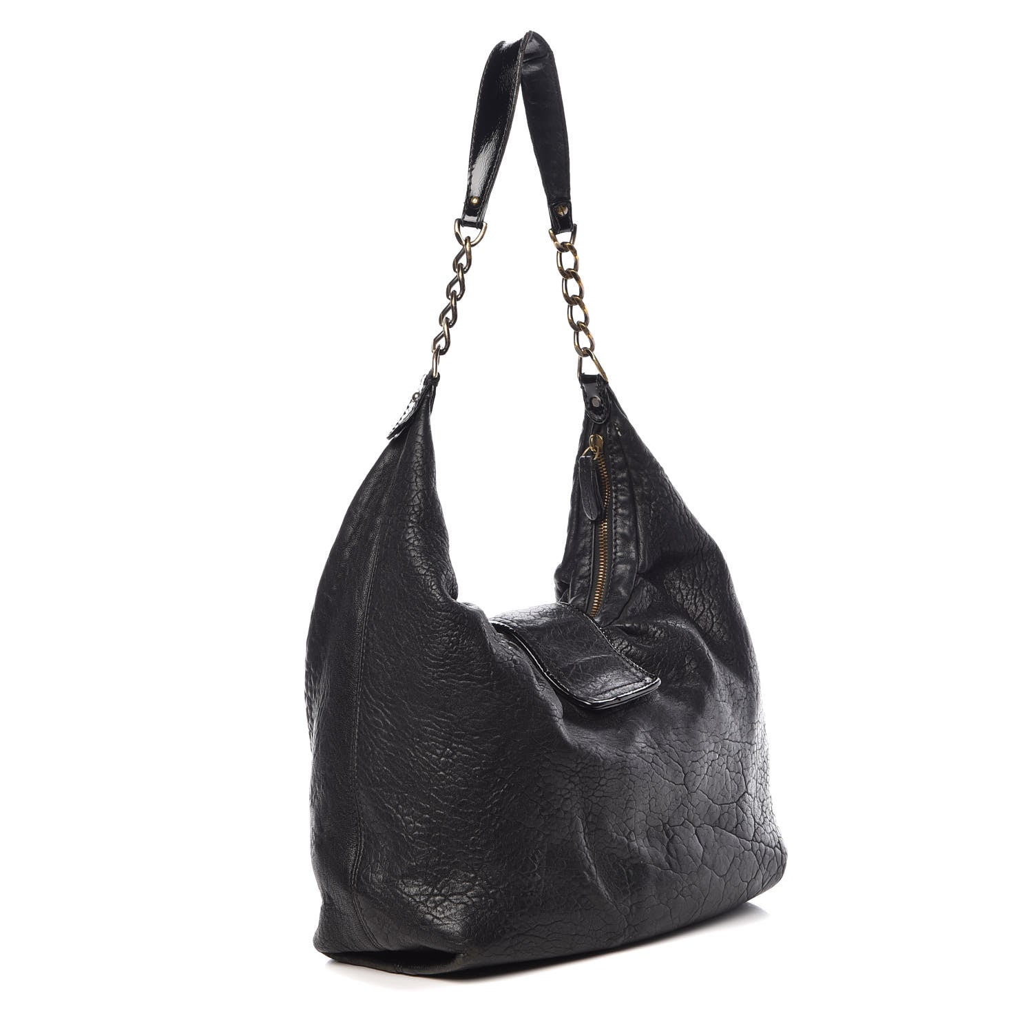 Fendi Nappa Patent B Buckle Hobo Black 3 of 23