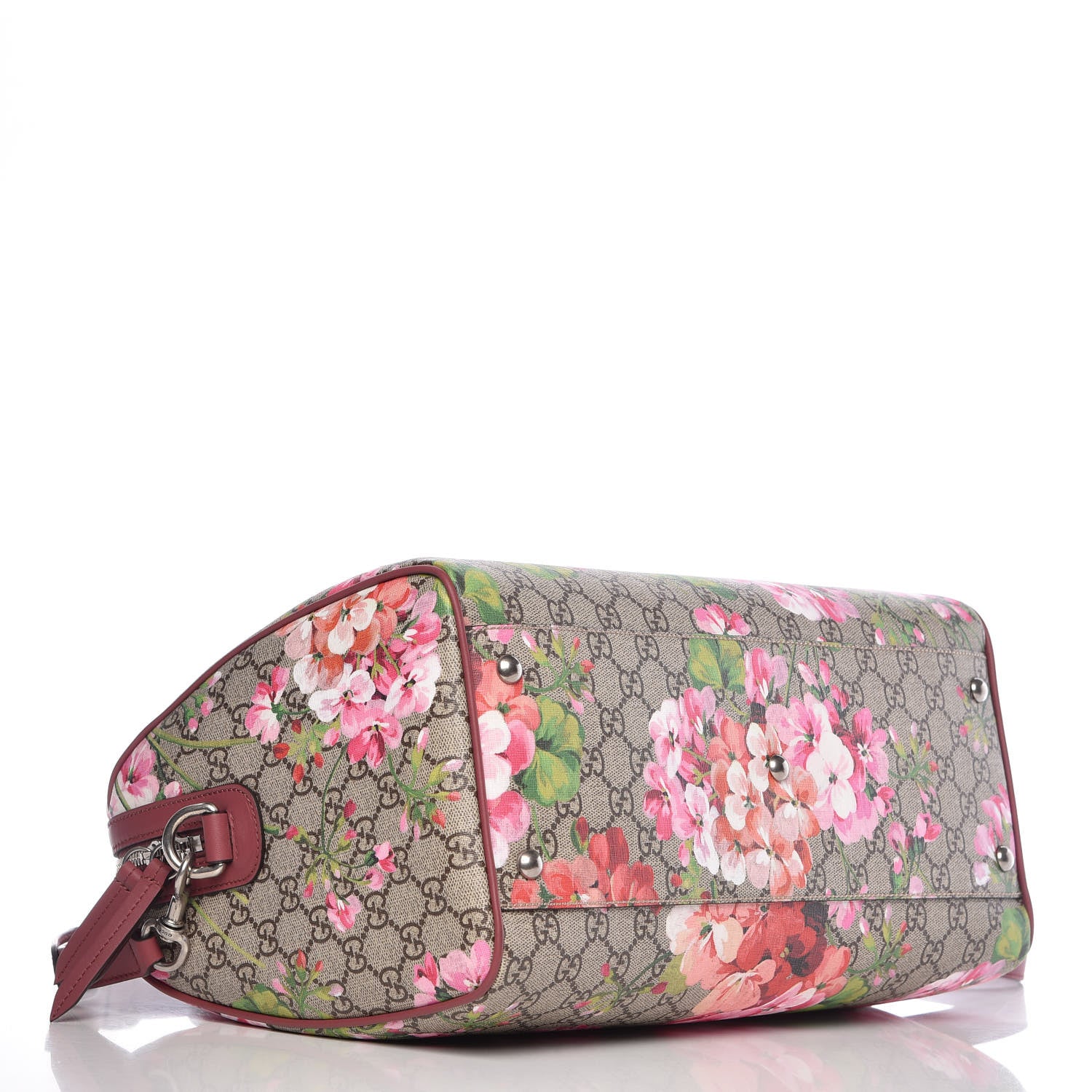 Gucci GG Supreme Monogram Blooms Medium Boston Beige Multicolor Dry Rose 5 of 10
