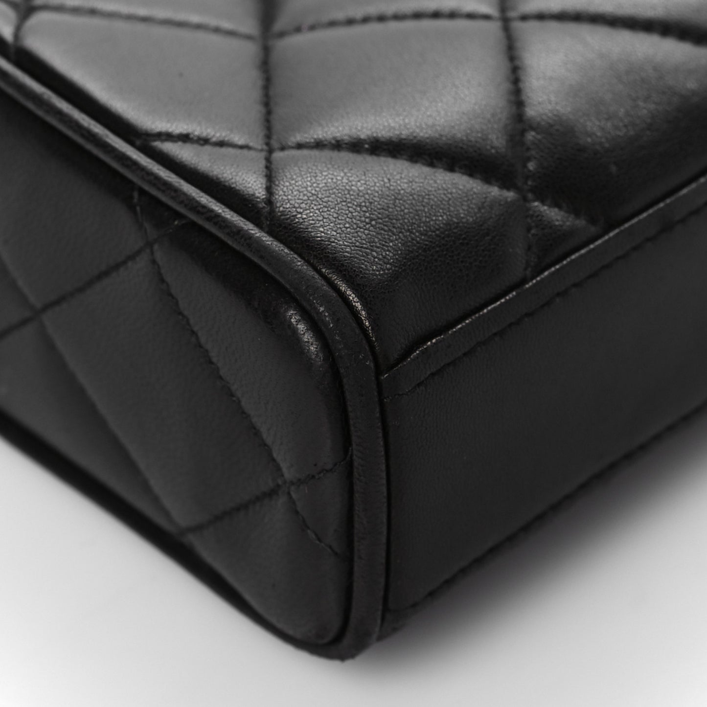 Lambskin Quilted CC Single Flap Shoulder Bag Black