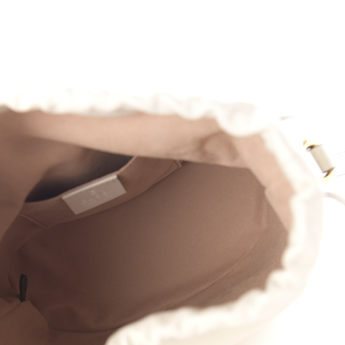 Azalea Sakai Calfskin Horsebit 1955 Drawstring Bucket Bag Mystic White