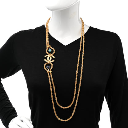 Chanel Pearl Bead Crystal CC Necklace Gold 2 of 8