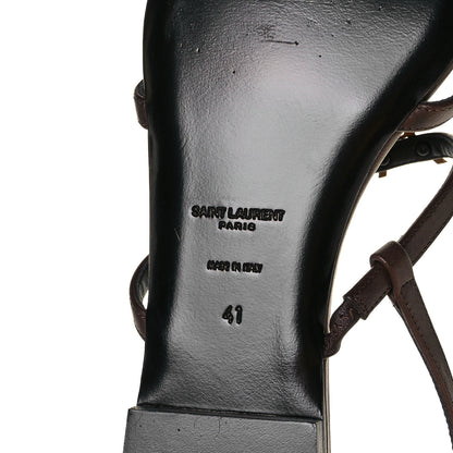 Saint Laurent Calfskin Cassandra Monogram Sandals 41 Moro 11 of 21