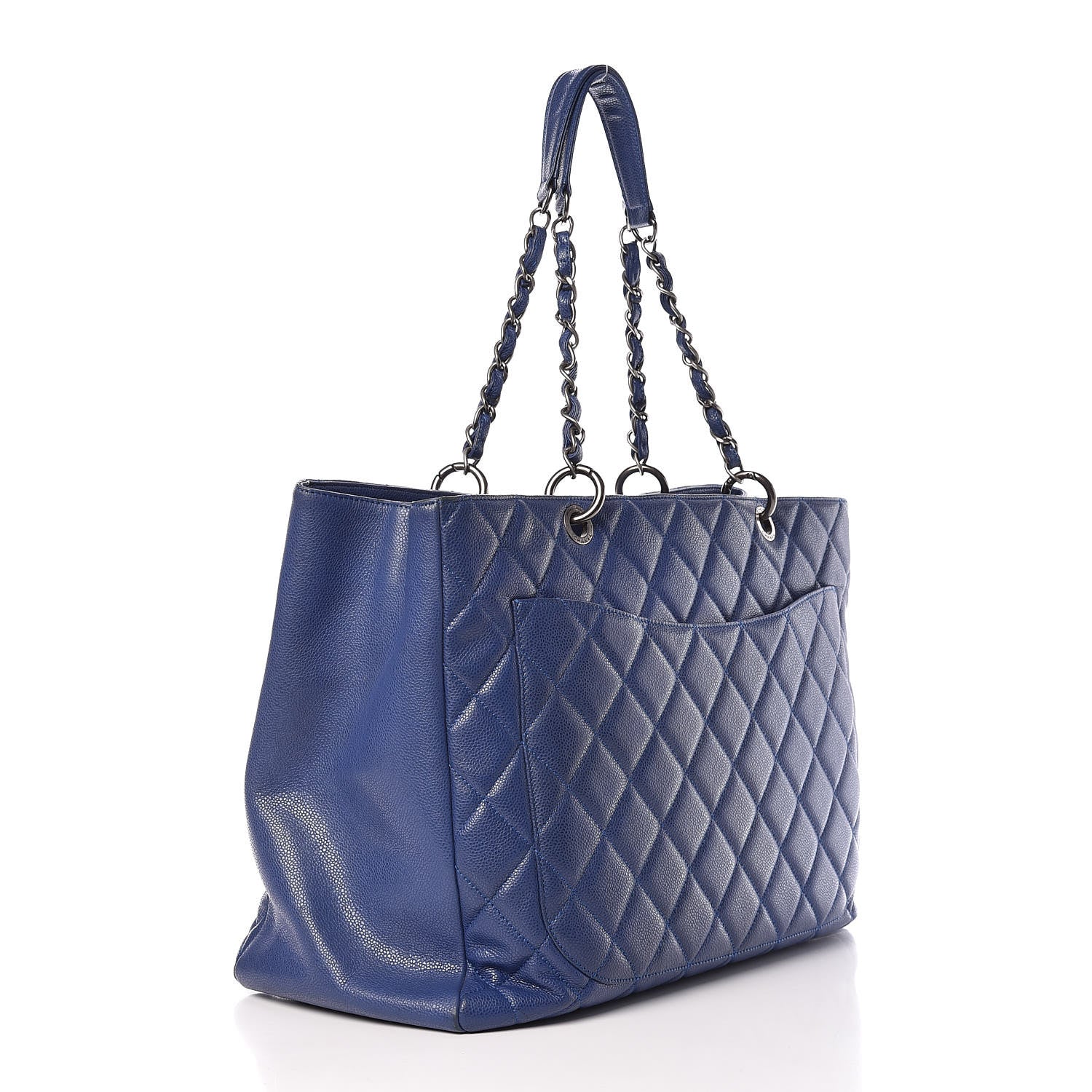 Chanel Caviar Quilted XXL Grand Shopping Tote GST Navy Blue 3 of 20