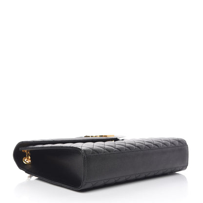 Saint Laurent Grain De Poudre Textured Mixed Matelasse Large Triquilt Monogram Satchel Black 4 of 10