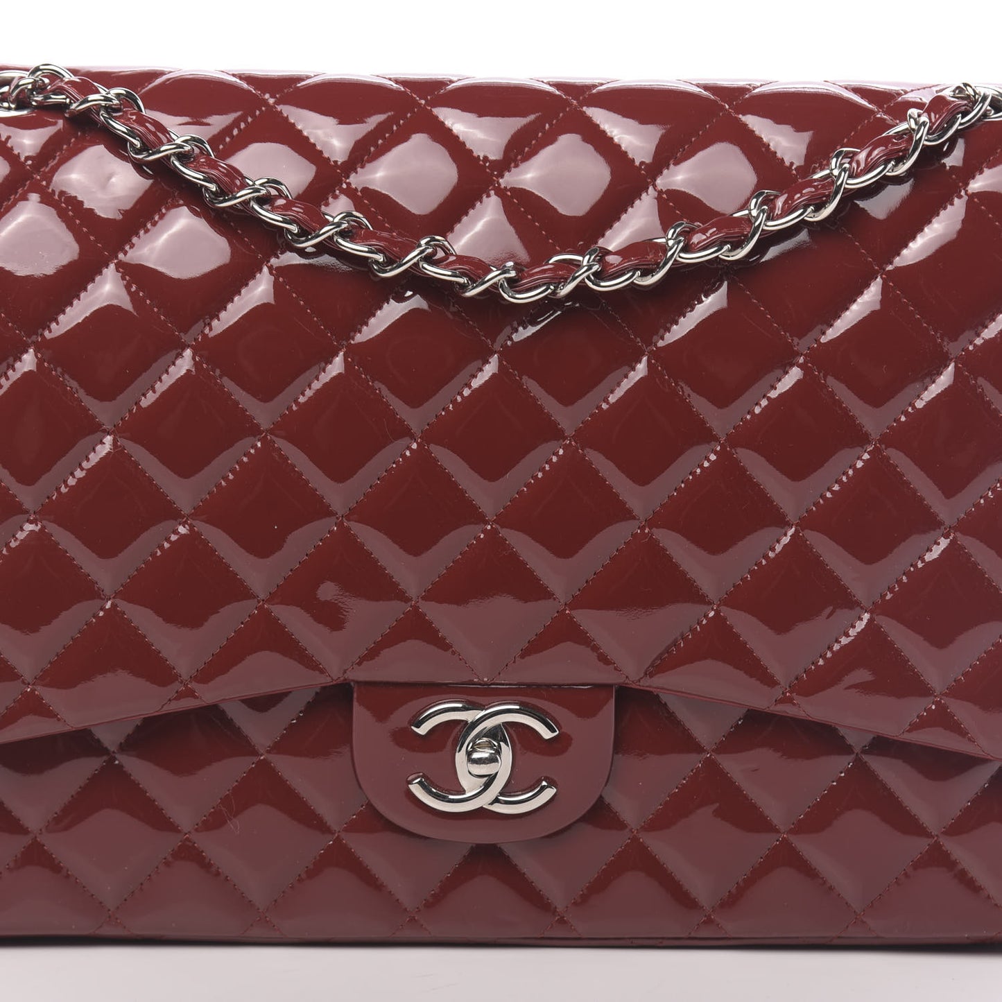 Patent Quilted Maxi Double Flap Red