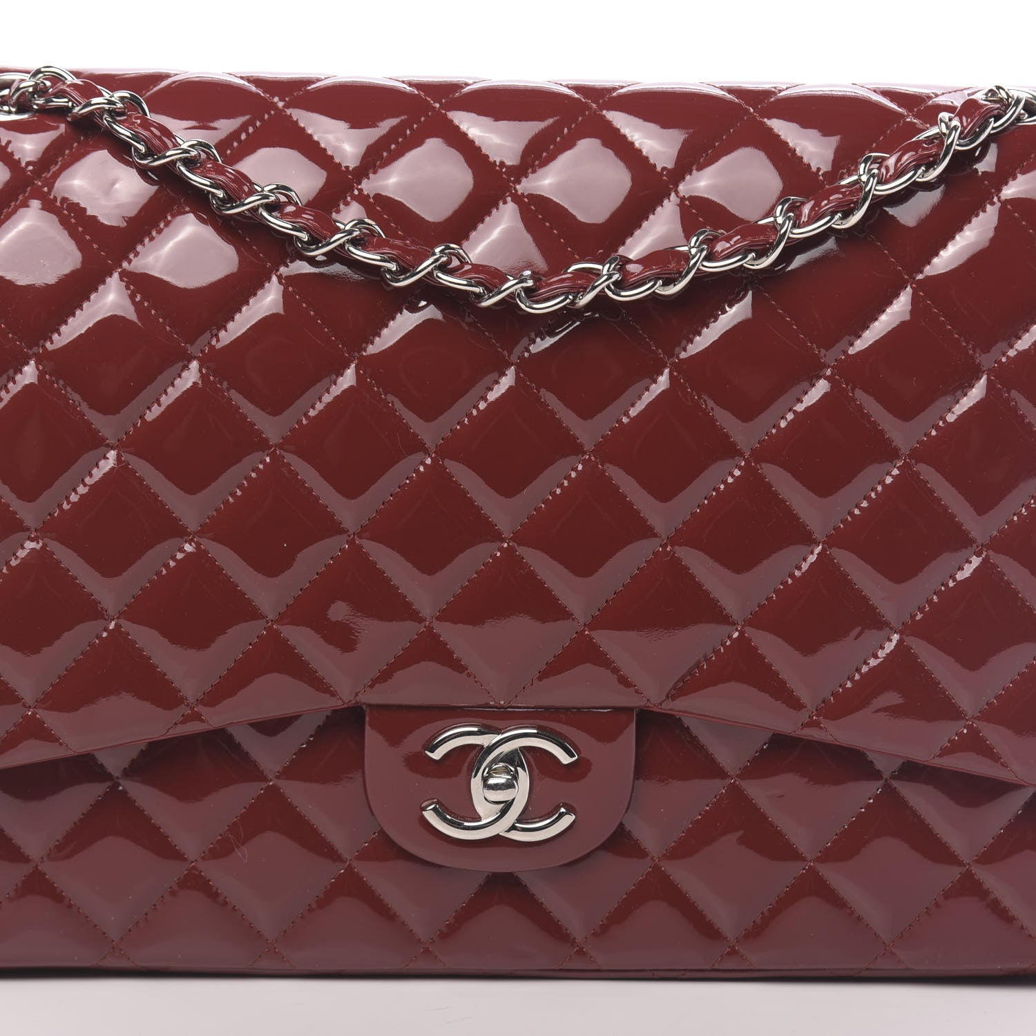 Chanel Patent Quilted Maxi Double Flap Red 13 of 14