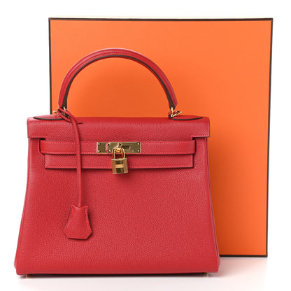 Hermes Togo Kelly Retourne 28 Rouge Vif 10 of 10