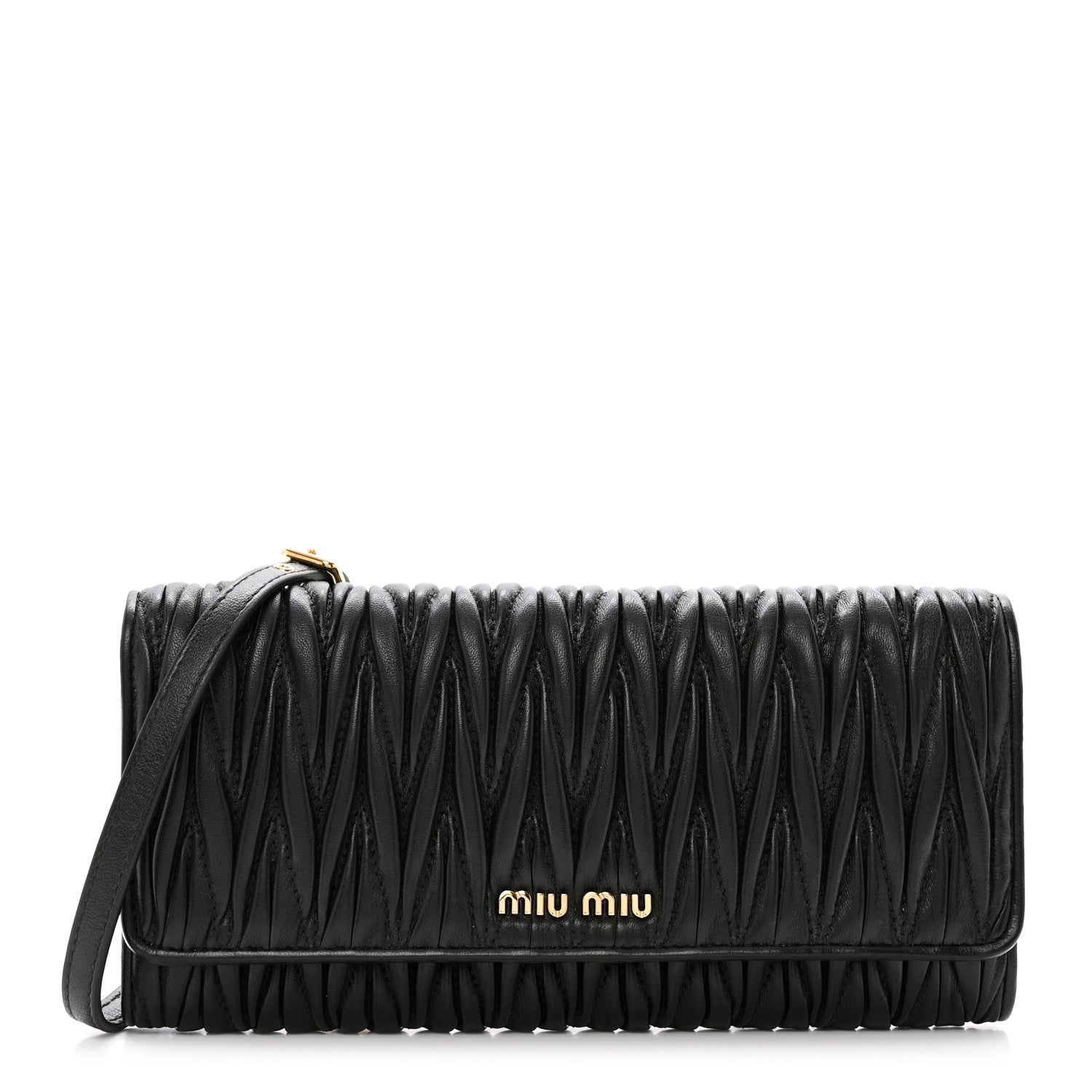 Miu Miu Nappa Matelasse Wallet On Chain Black 1 of 11