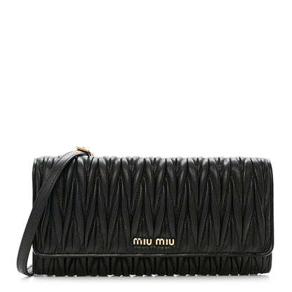 Miu Miu Nappa Matelasse Wallet On Chain Black 1 of 11