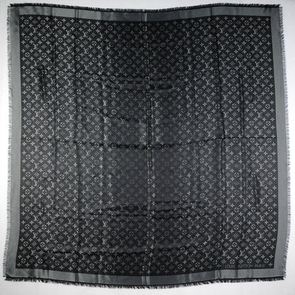 Louis Vuitton Silk Lurex Wool Monogram Shine Shawl Black 2 of 4