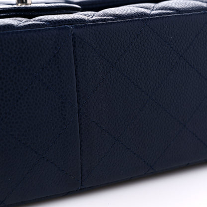 Chanel Caviar Quilted Jumbo Double Flap Navy Blue 12 of 13