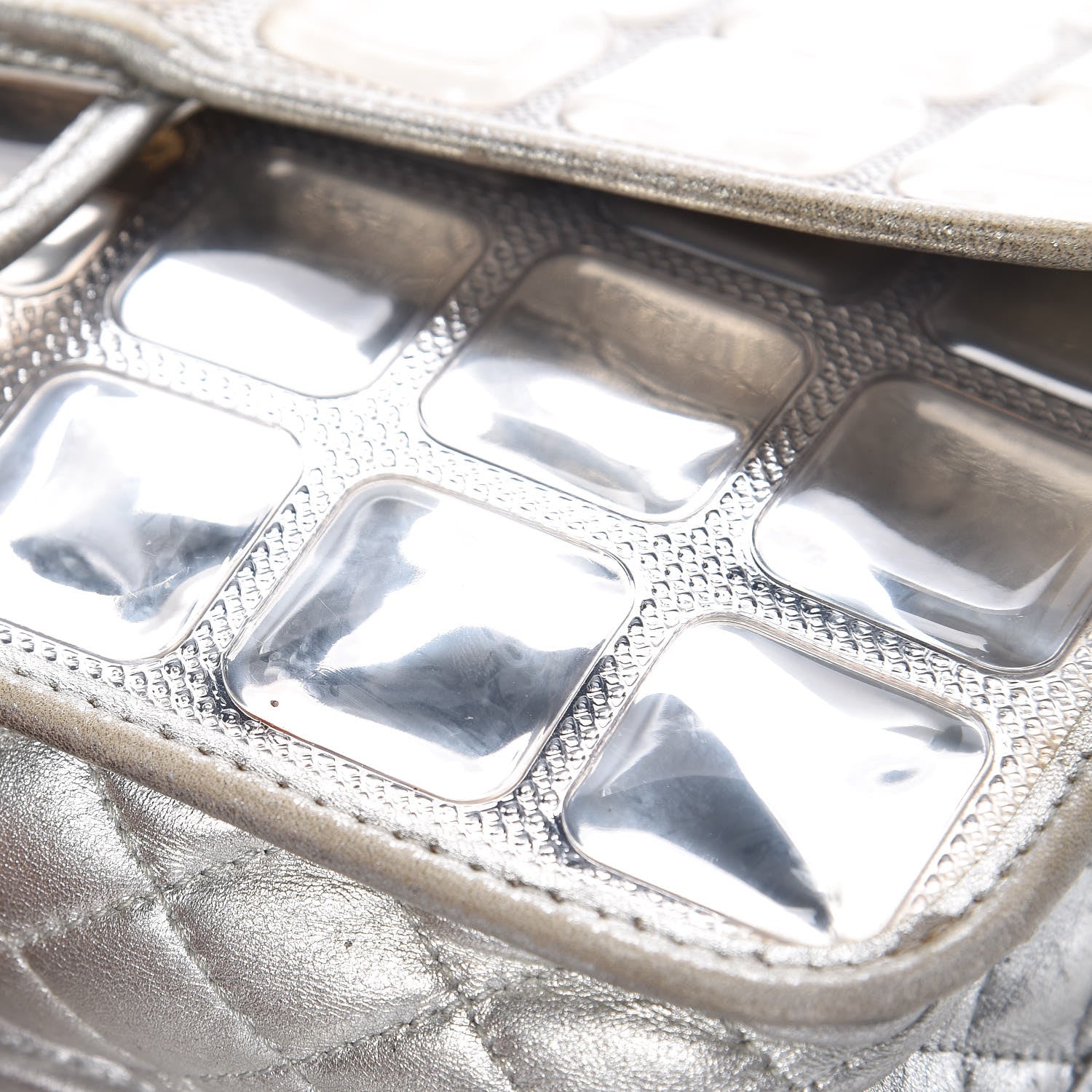 Chanel Vinyl Large Ice Cube Flap Silver 13 of 15