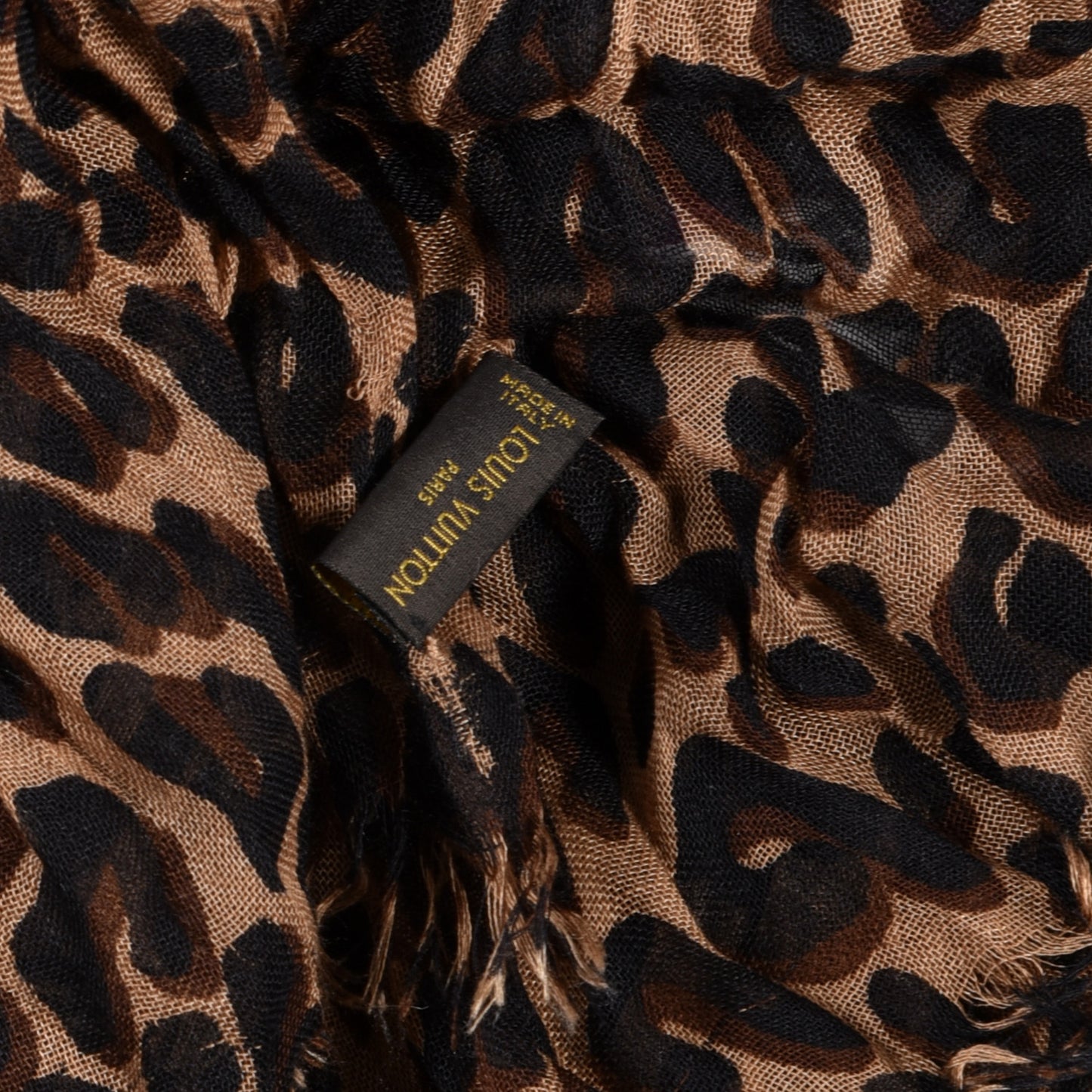 Cashmere Silk Leopard Etole Stole Marron