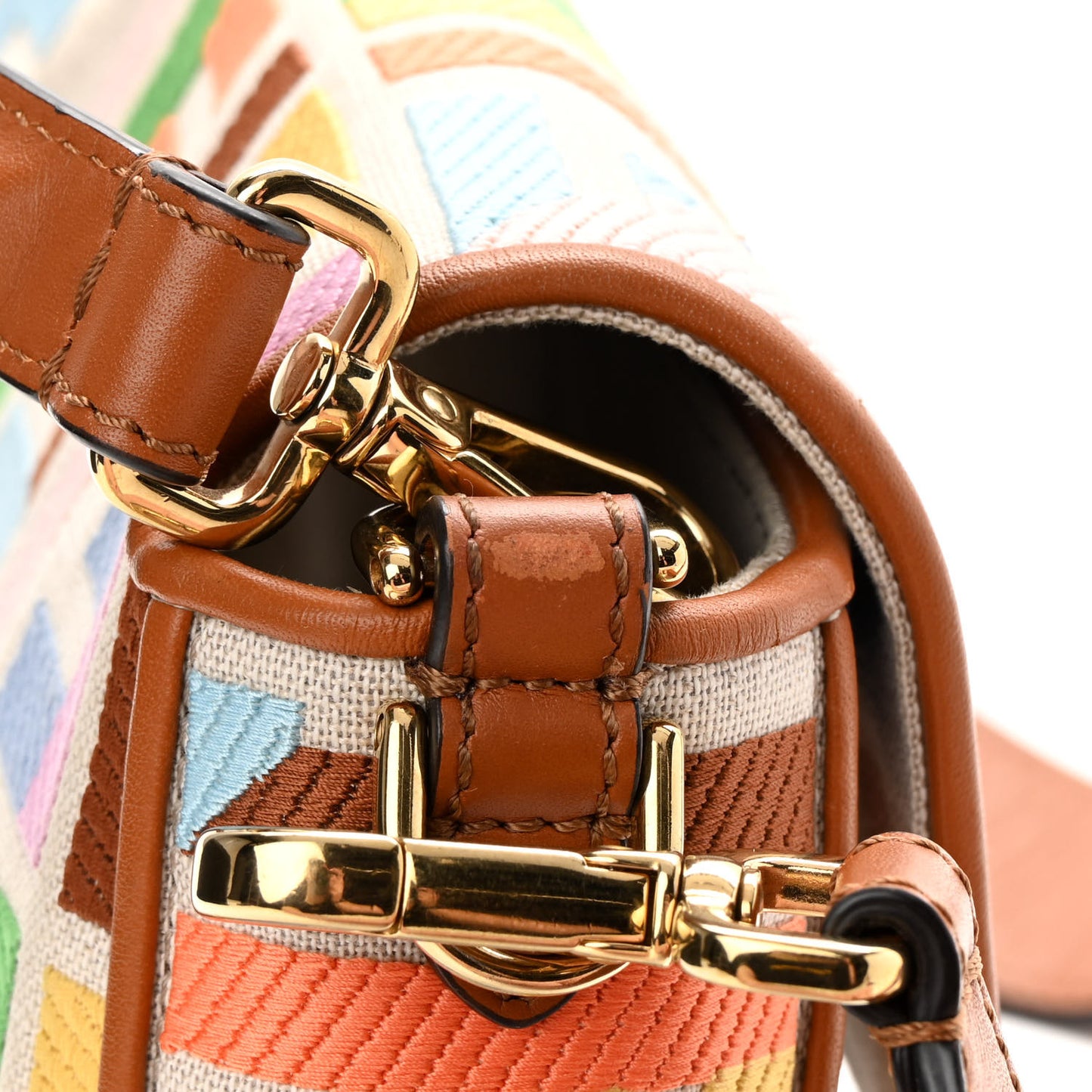 Kuban Canvas Vitello King FF Embroidered Baguette Grezzo Multicolor