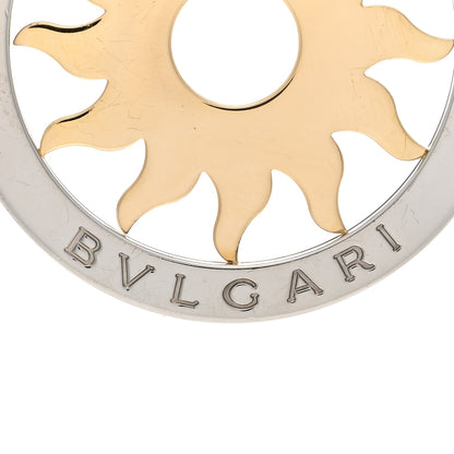 Bulgari Stainless Steel 18K Yellow Gold Calfskin Tondo Sun Pendant Necklace 4 of 4