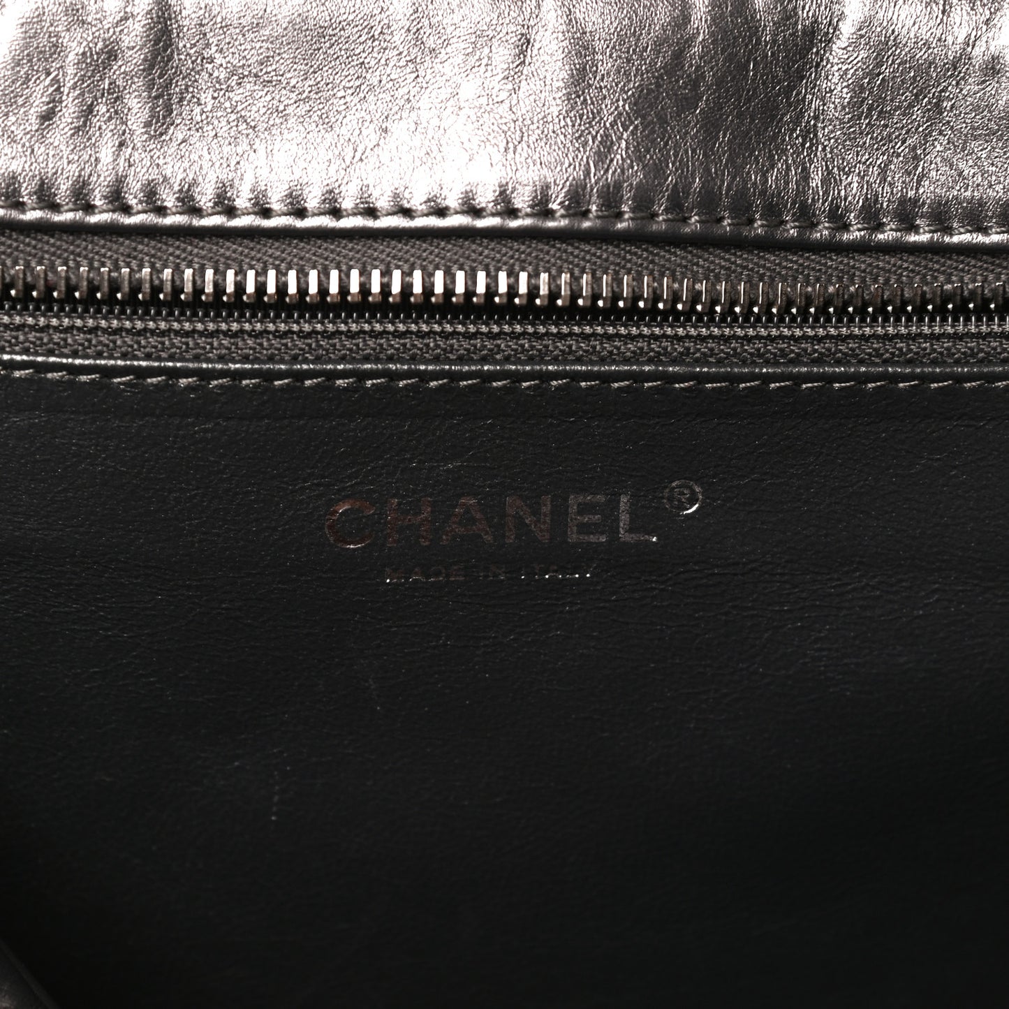 Metallic Aged Calfskin Quilted Large Reissue Camera Case Silver