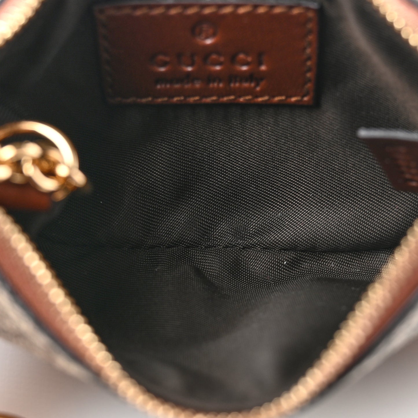 GG Supreme Monogram Key Case Beige Ebony Cuir
