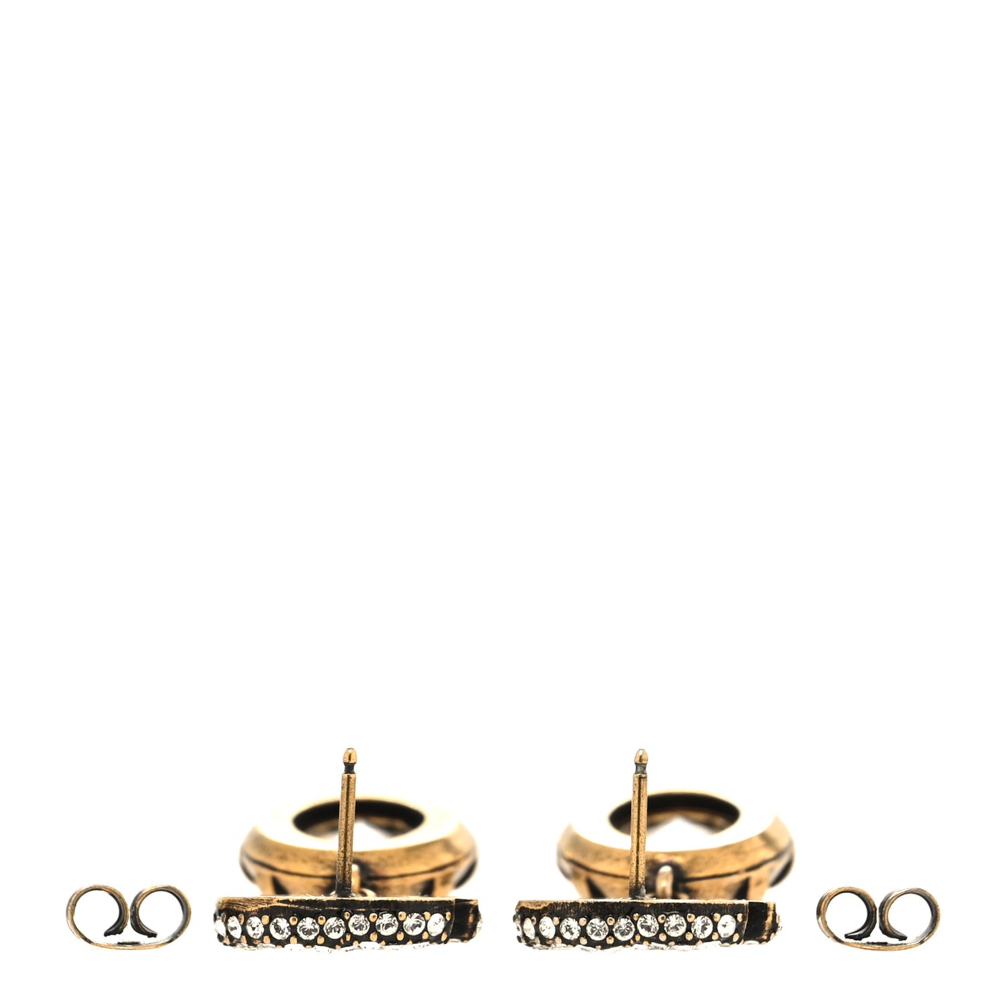Metal Crystal Double G Drop Earrings Aged Gold