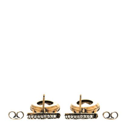 Gucci Metal Crystal Double G Drop Earrings Aged Gold 3 of 4