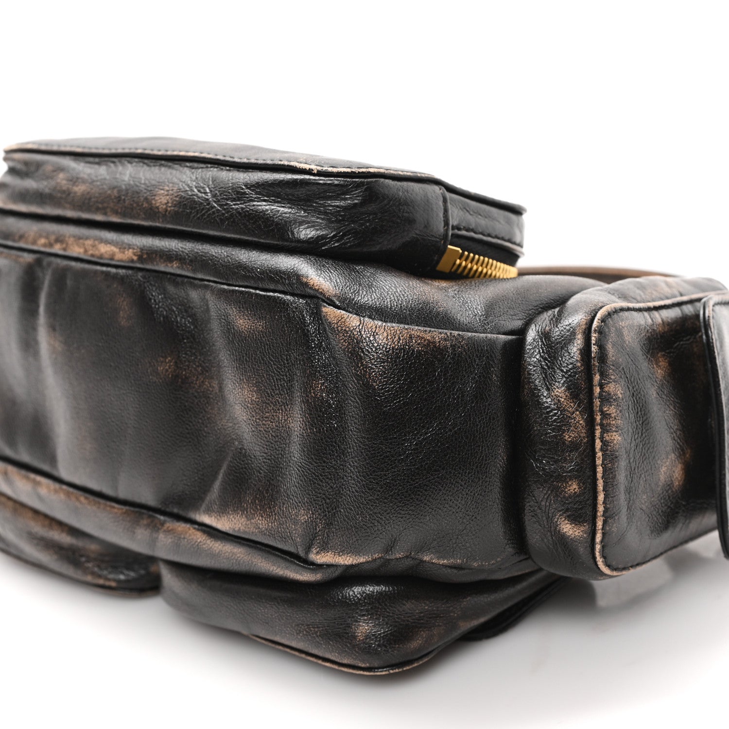 Miu Miu Distressed Nappa Pocket Bag  Sand Coffee 10 of 10