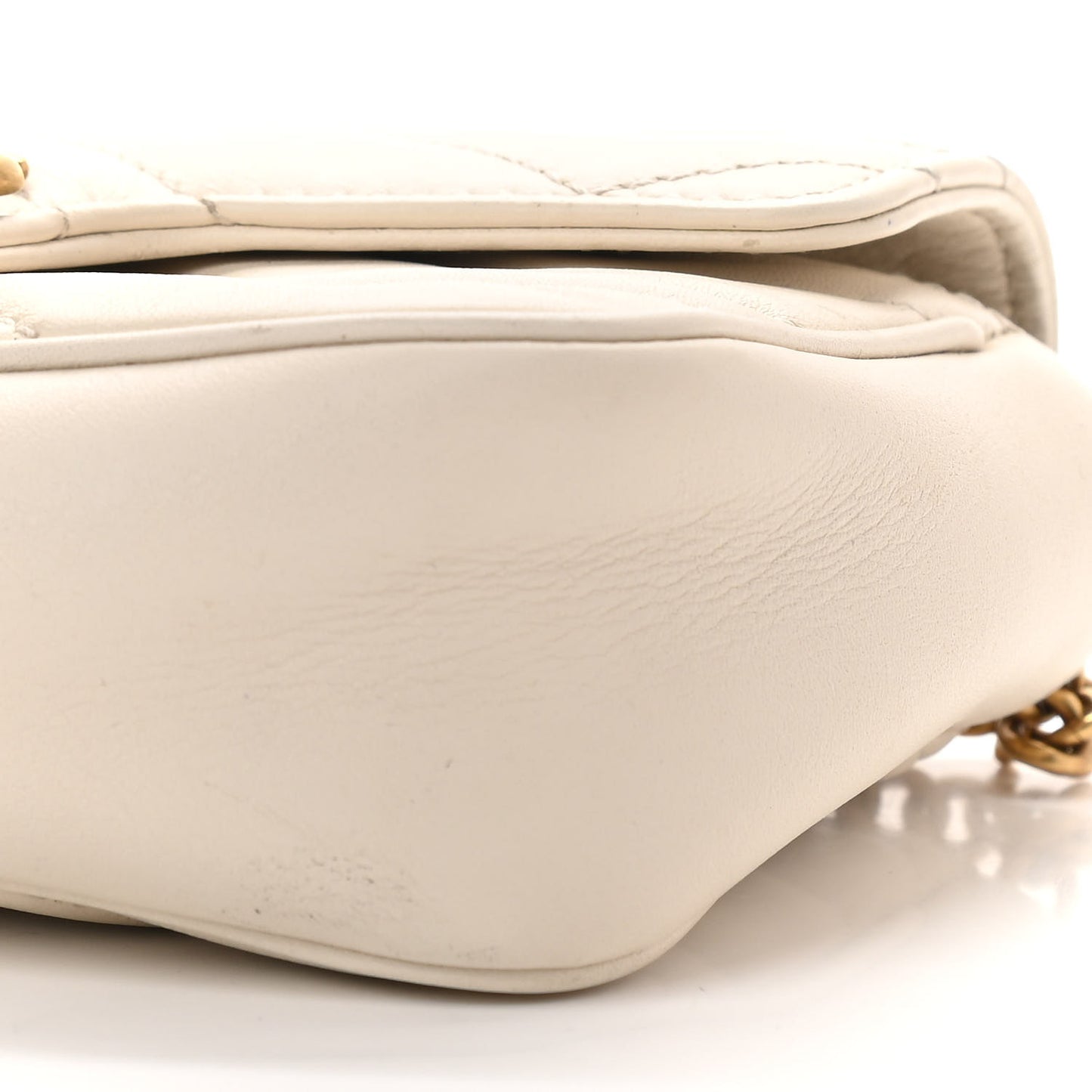 Calfskin Matelasse Super Mini GG Marmont Shoulder Bag White