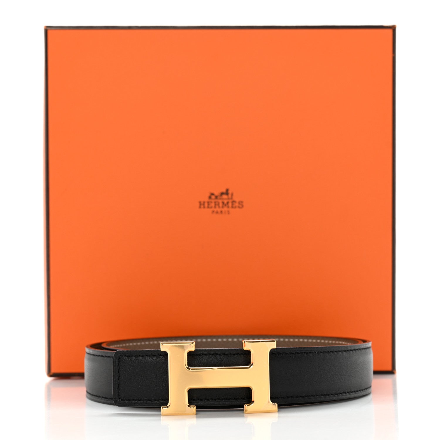Hermes Swift Epsom 24mm H Belt 70 Black Etoupe 9 of 9
