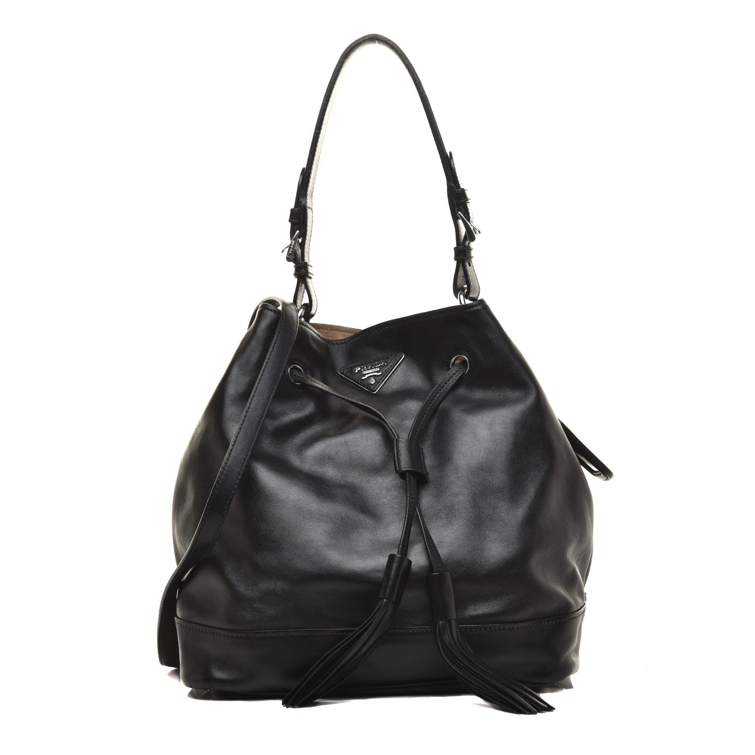 Prada Soft Calfskin Bucket Bag Black 1 of 8
