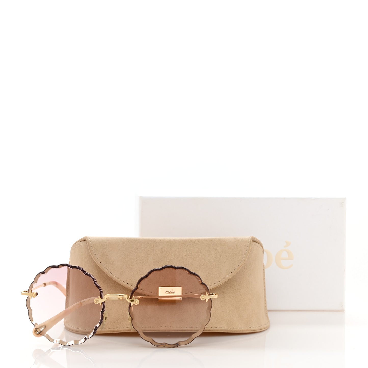 Rosie Bevelled Round Sunglasses CE142S Gold Gradient Coral