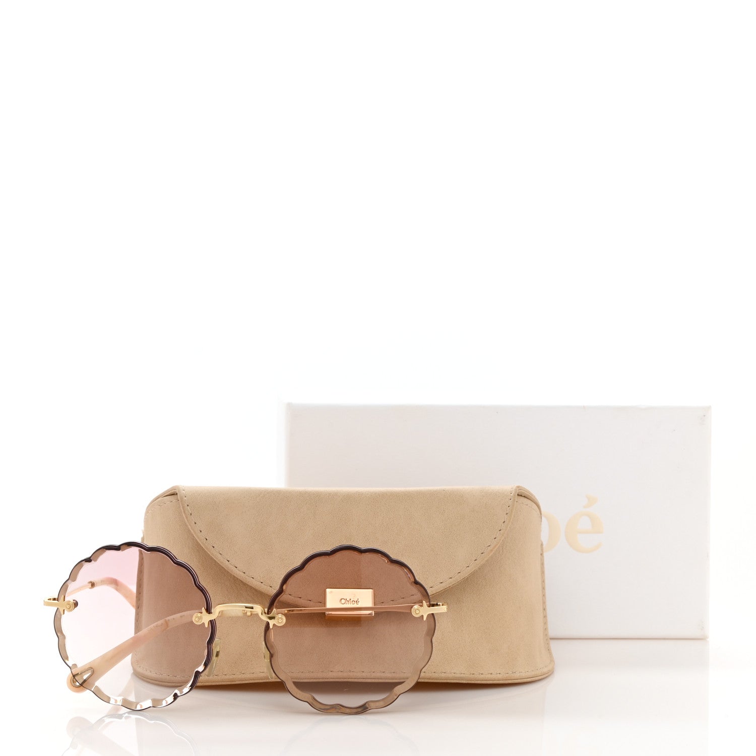 Chloe Rosie Bevelled Round Sunglasses CE142S Gold Gradient Coral 6 of 6