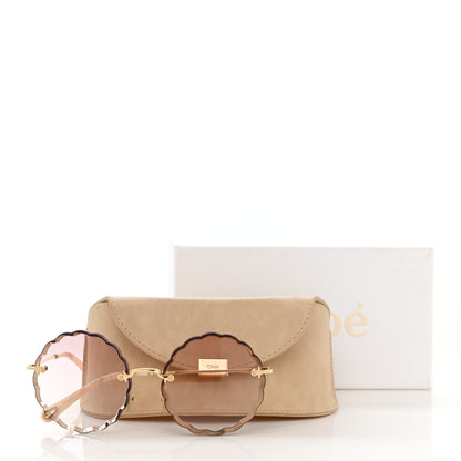 Chloe Rosie Bevelled Round Sunglasses CE142S Gold Gradient Coral 6 of 6