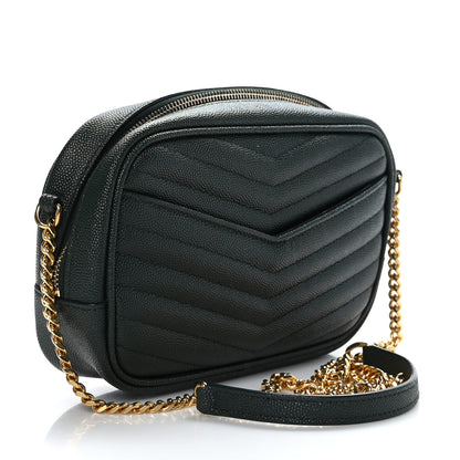Saint Laurent Grain De Poudre Matelasse Monogram Mini Lou Camera Bag New Vert Fonce 3 of 9