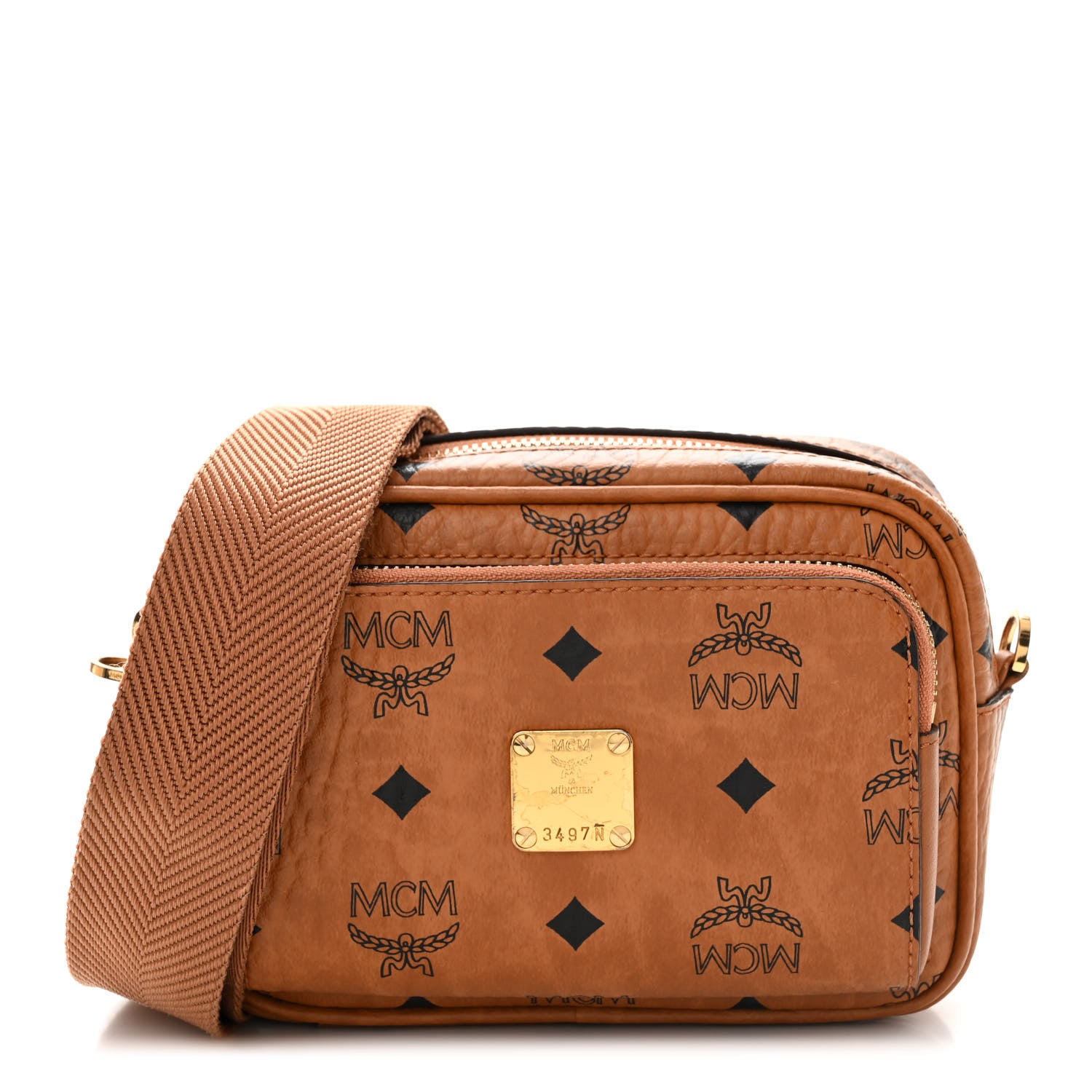MCM Visetos Monogram Small Aren Crossbody Cognac 1 of 10