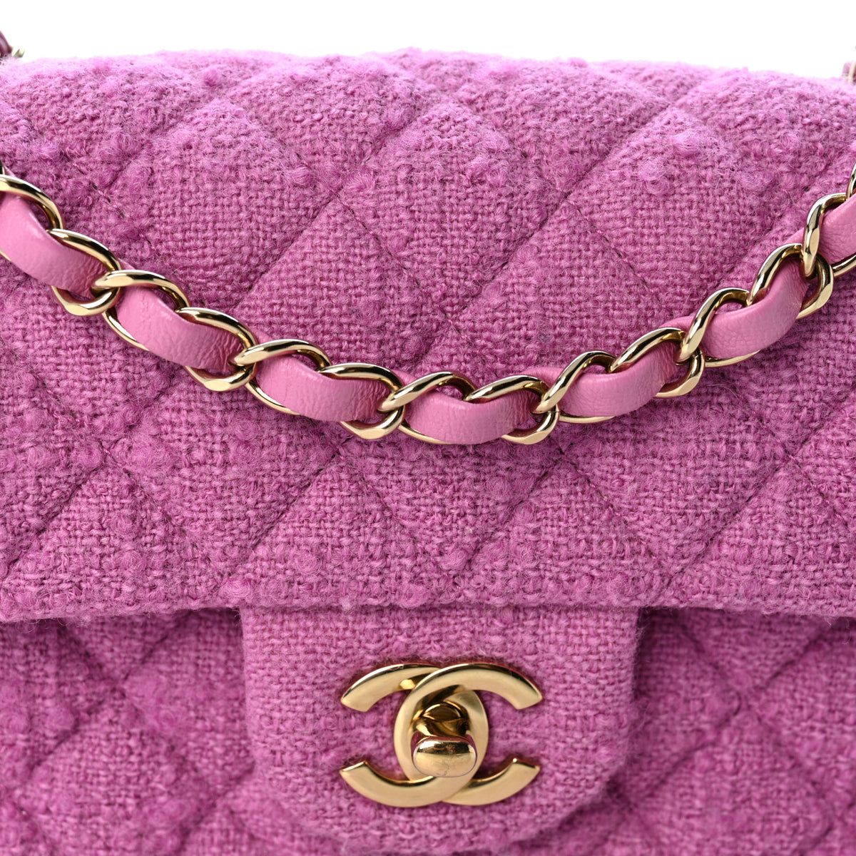 Chanel Tweed Quilted Mini Rectangular Flap Purple 8 of 10