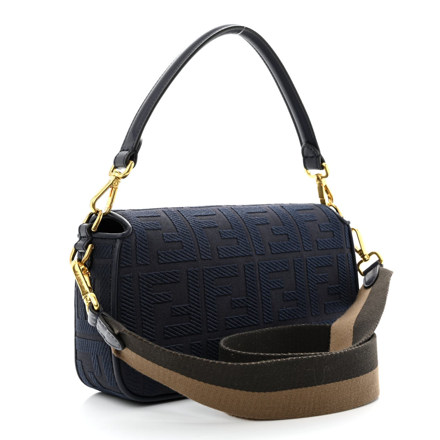 Canvas Vitello King Bi-Color Strap FF Embroidered Baguette Midnight