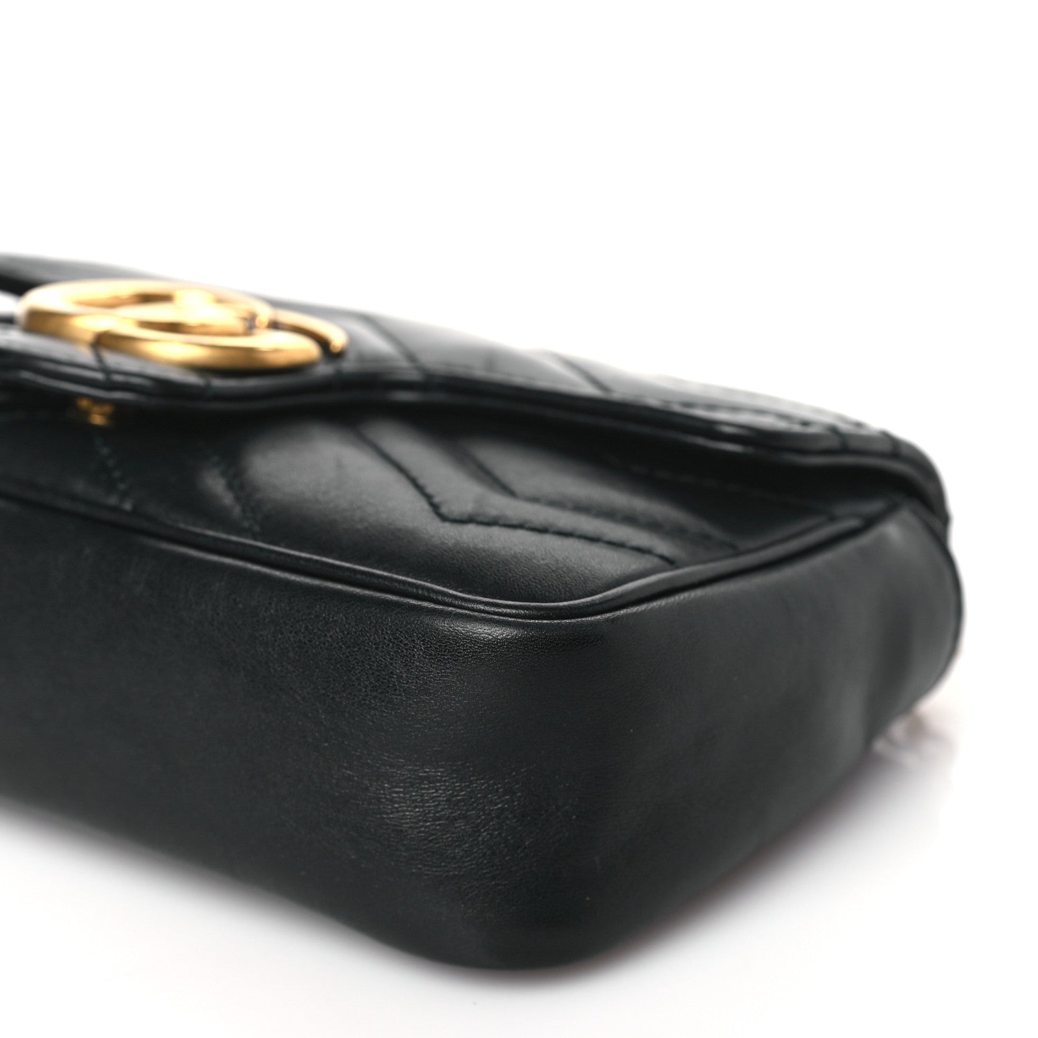 Gucci Calfskin Matelasse Super Mini GG Marmont Shoulder Bag Black 9 of 11