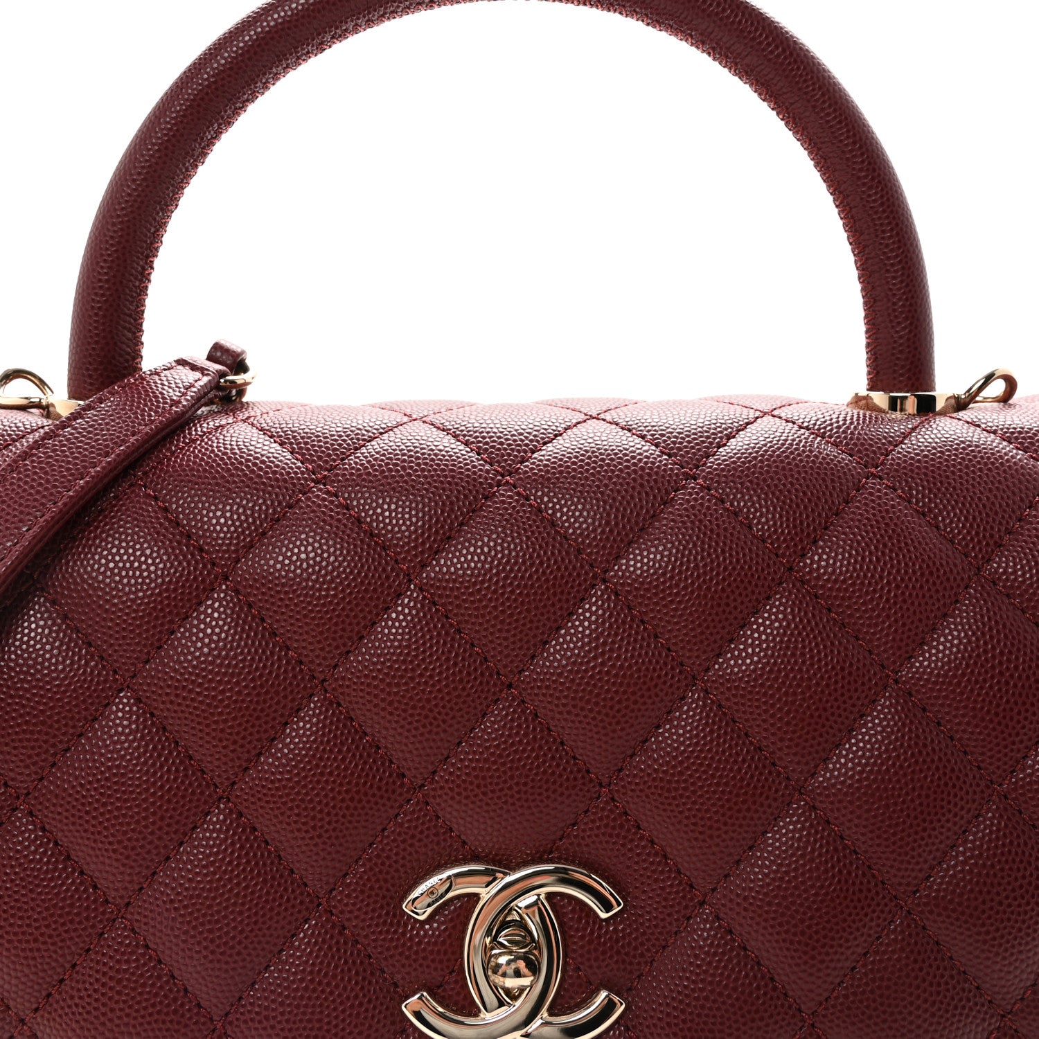 Chanel Caviar Quilted Small Coco Handle Flap Burgundy 8 of 10