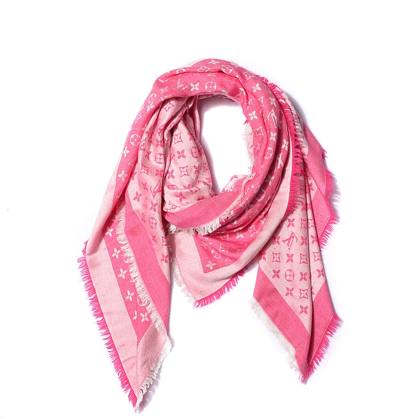 Silk Wool Monogram Denim Shawl Pivoine